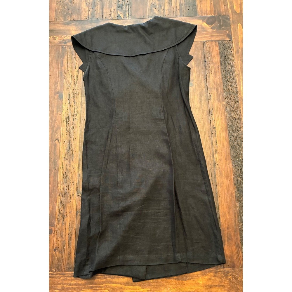 Vintage 100% Linen Sheath Dress Mod Minimalist Retro Old Money Natural Size 6 - Picture 4 of 4